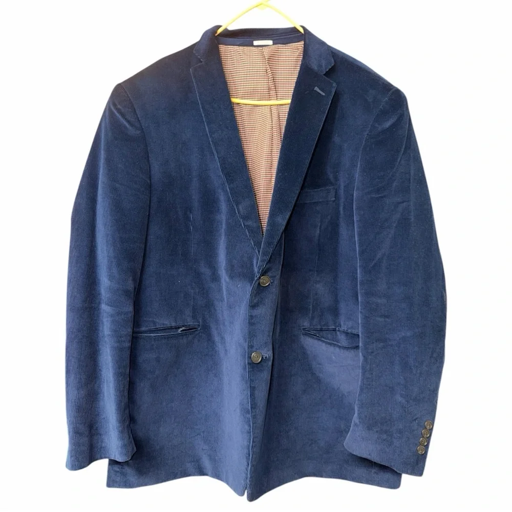 Saddlebred Men's Navy Corduroy Blazer - Classic Tailored Jacket - Picture 2 of 6